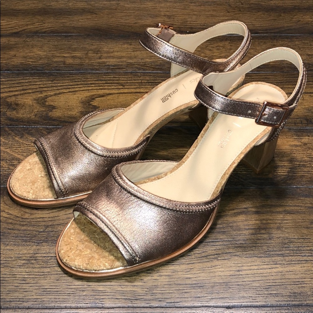 Clarks Ellis Clara Rose Gold Heeled Sandals